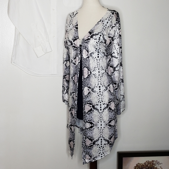LARGE LEFT NWT Snake Skin Cardigan Open Long - Picture 9 of 14